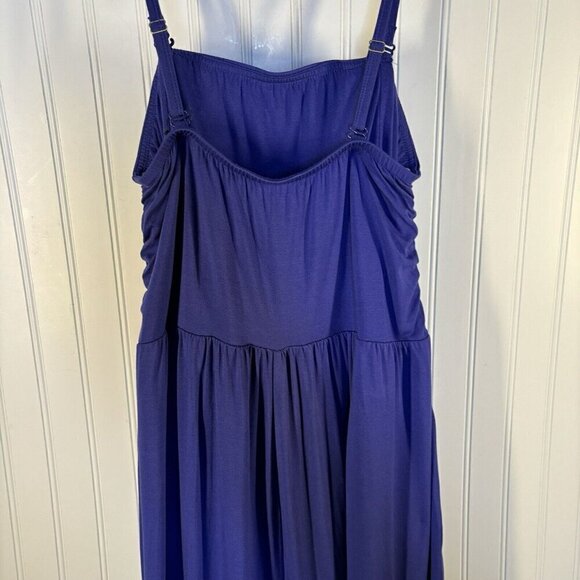 AVA & VIV Ruche Bodice Jumpsuit  XXL Purple Wide Leg Spaghetti Removable Straps - Picture 9 of 16